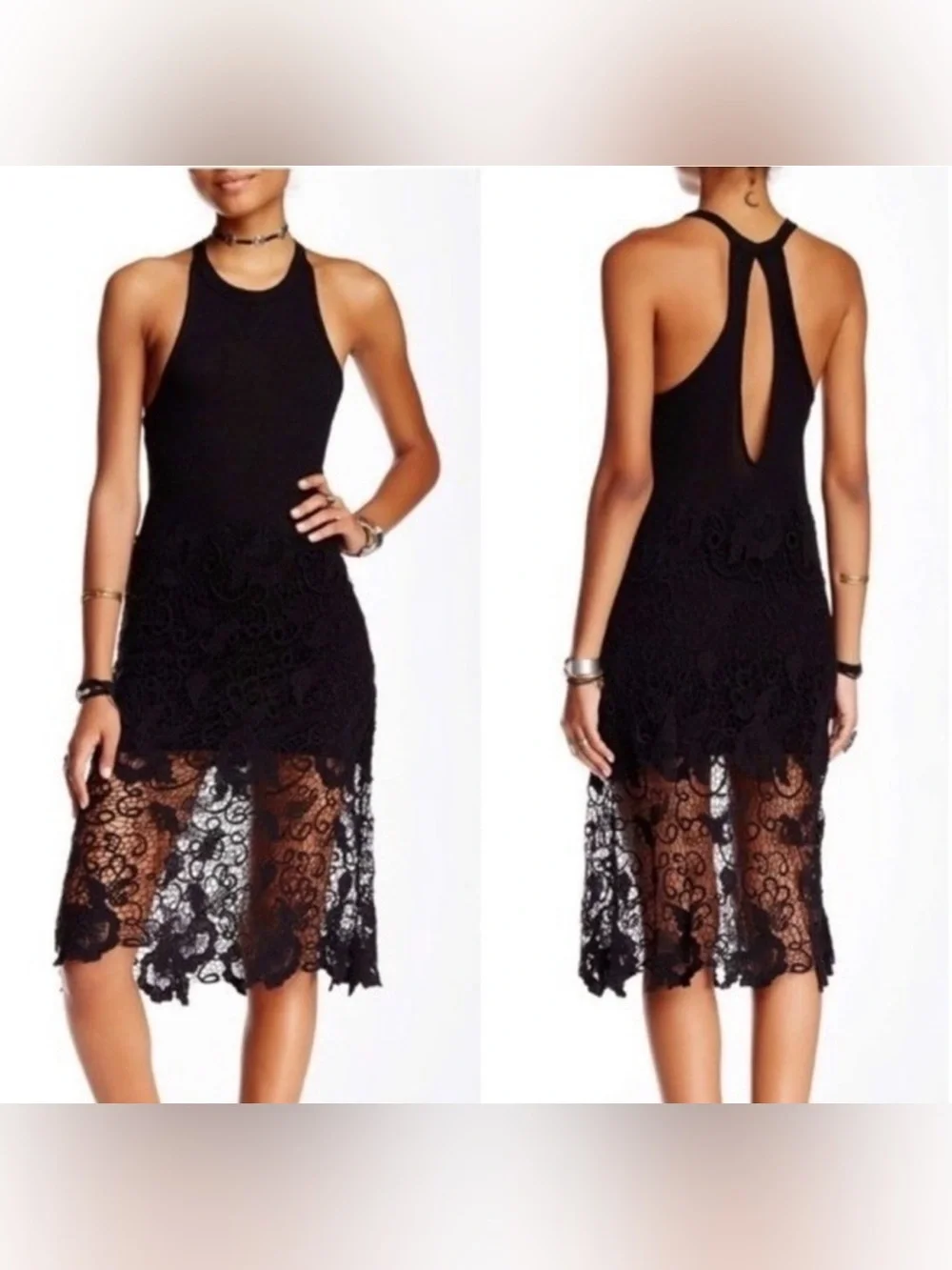 Free People Nora Crochet Lace Tank Midi Dress - Picture 3 of 14